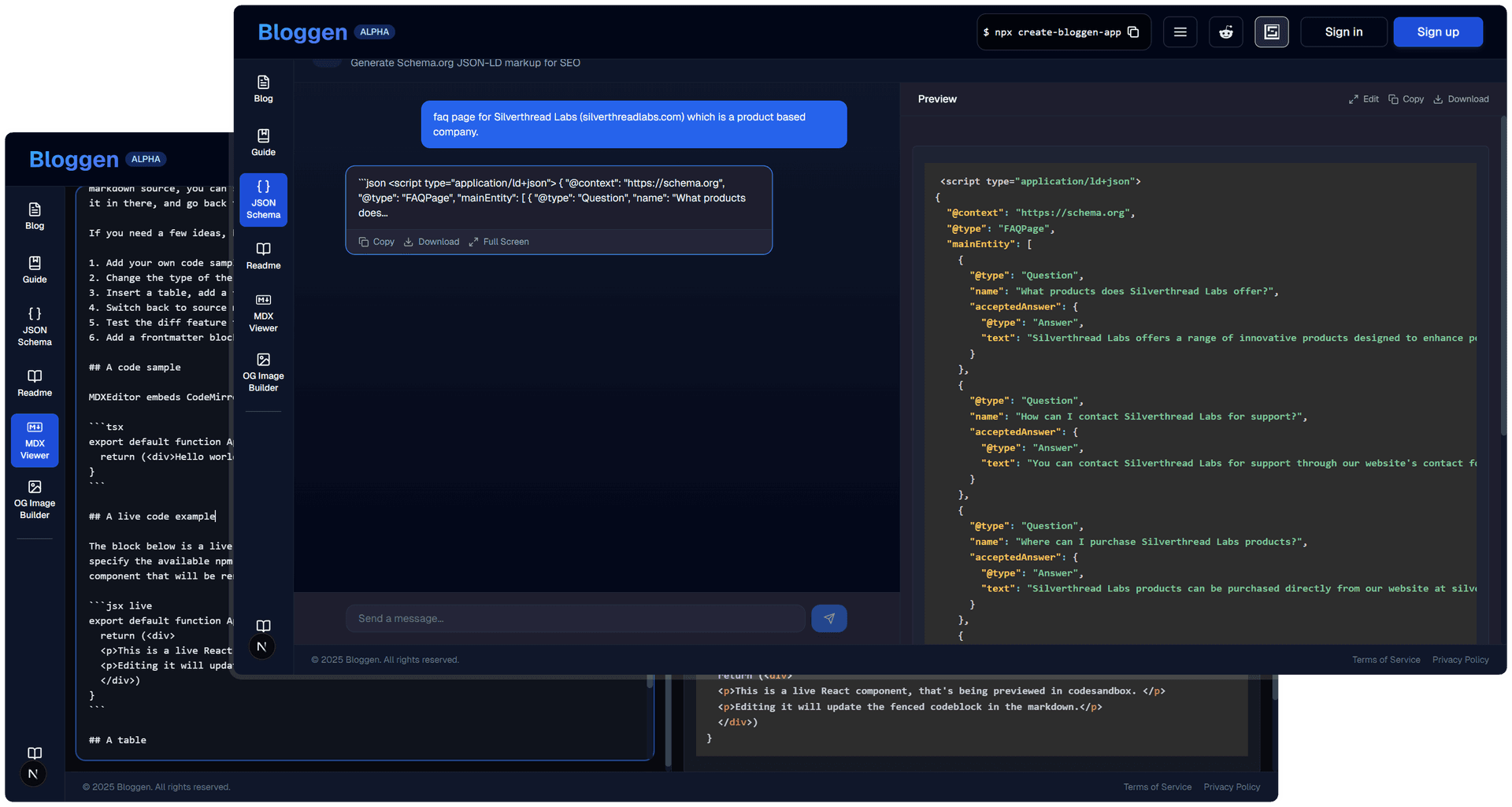 Bloggen platform interface
