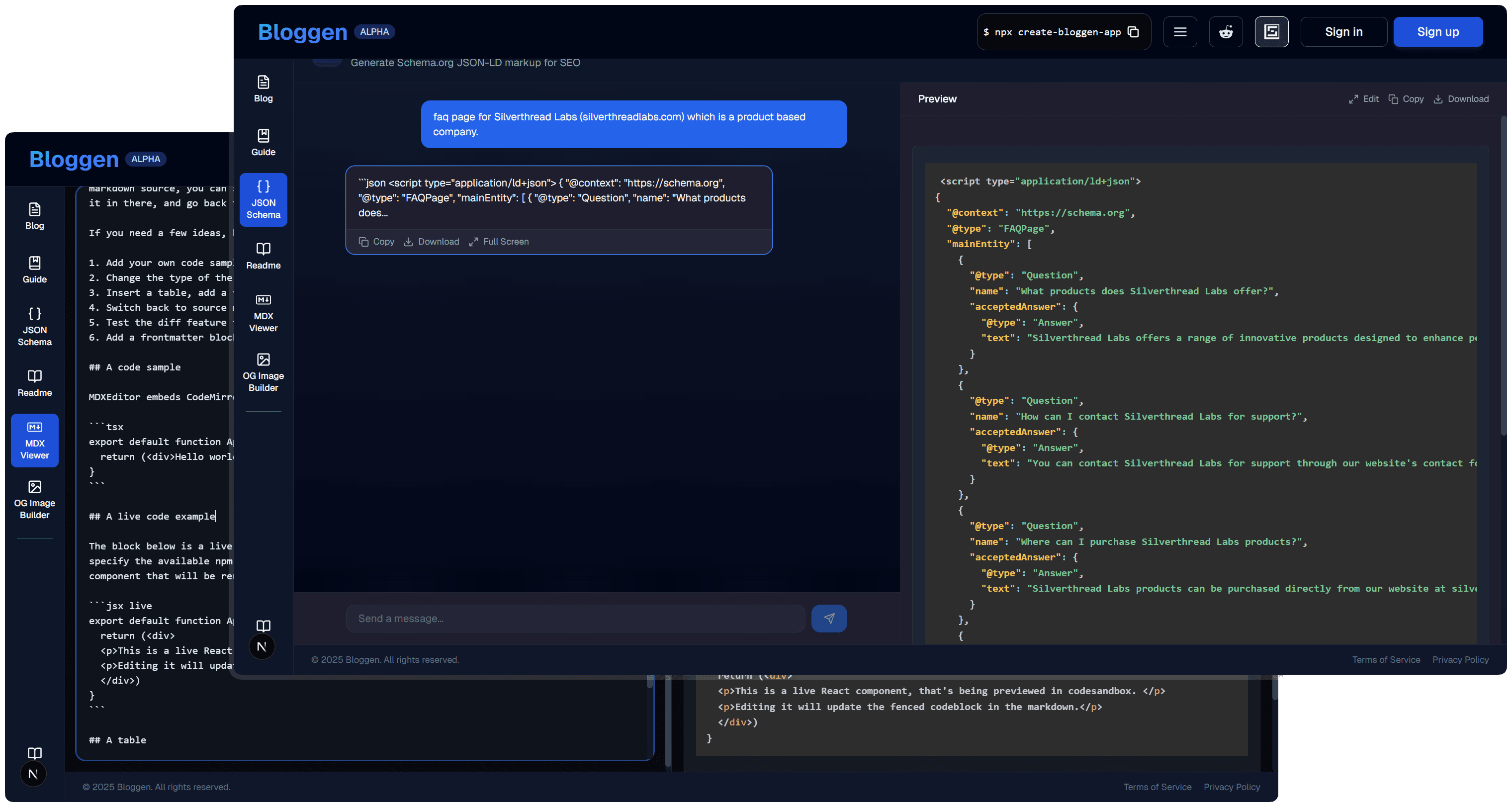 Bloggen platform interface